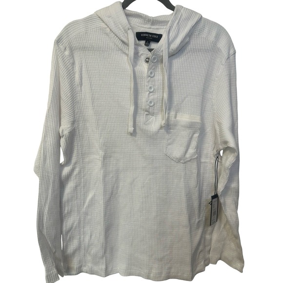 Kenneth Cole Other - Kenneth Cole New York Mens White Waffle Knit Henley Hoodie KH9KTWHT New Large